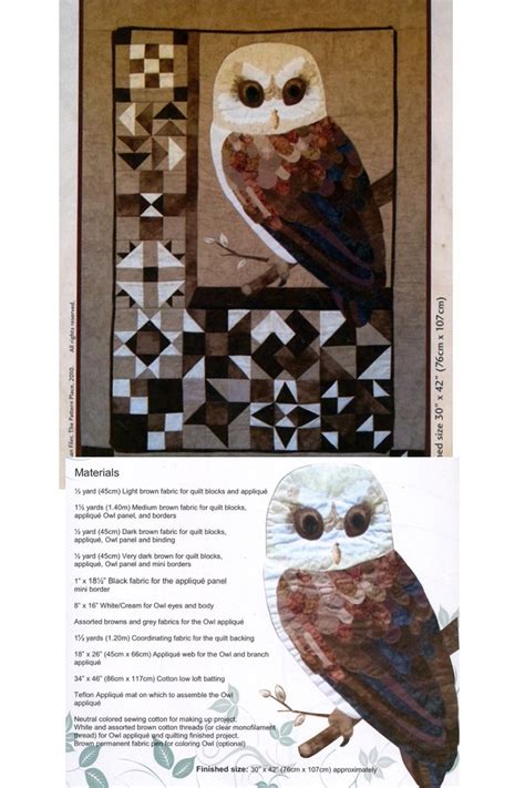 Pin by Katie Wiseman on Free Quilt Patterns | Owl quilt pattern, Animal