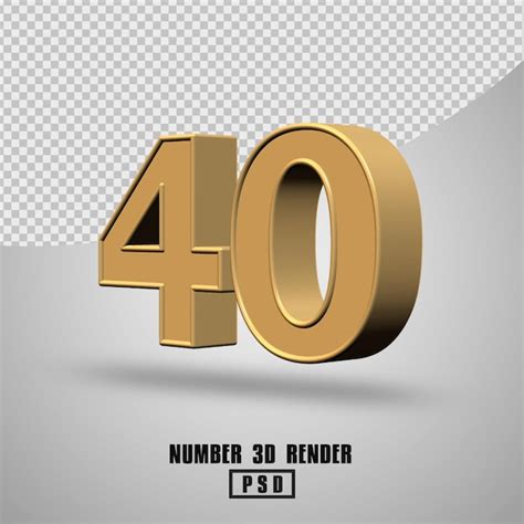 Premium Psd 3d Render Number 40 Gold Style