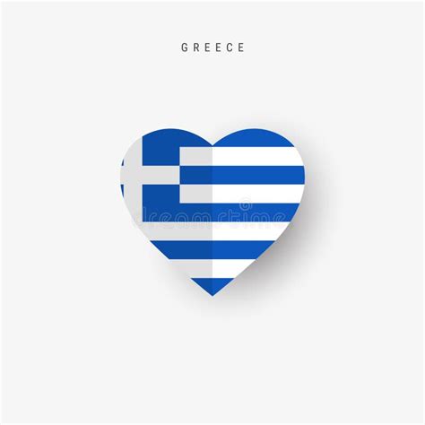 Greece Heart Shaped Flag Origami Paper Cut Greek National Banner Stock