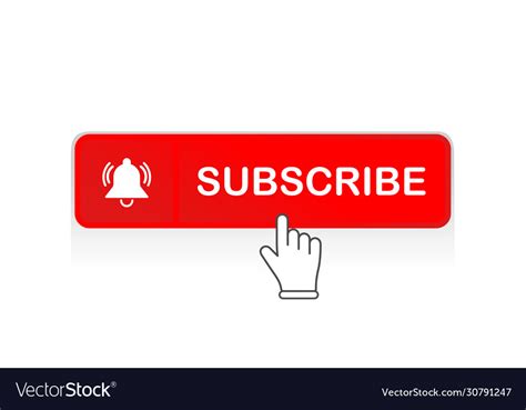 Red Subscribe Button With Mouse Pointer Royalty Free Vector