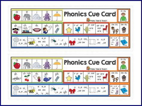 Free Phonics Cue Card Make Take And Teach