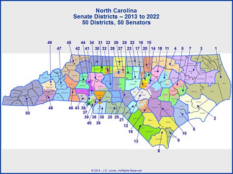North Carolina State Senate Districts Map 2013 To 2018