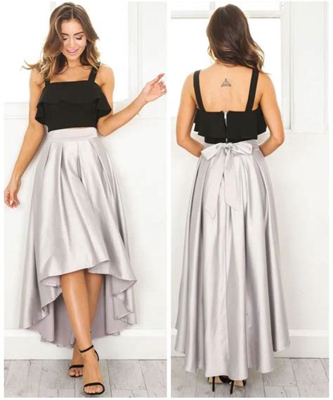 2017 Elegant Ruffles Asymmetrical Maxi Long Satin Skirts Women Autumn
