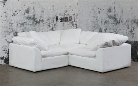 Cloud Puff White 3 Piece Slipcovered Modular Sectional Small L Shaped
