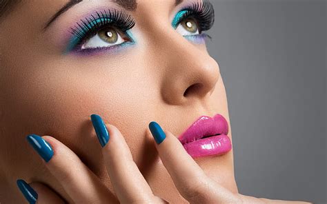 Beauty Model Nails Woman Lips Girl Face Eyes Pink Blue Hd Wallpaper Peakpx