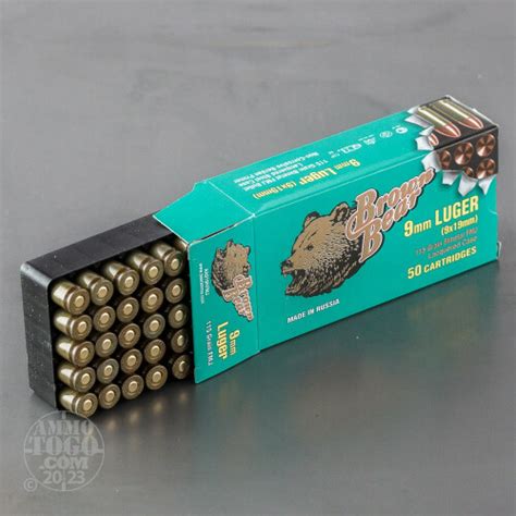 9mm Luger 9x19 Full Metal Jacket Fmj Ammo For Sale By Brown Bear