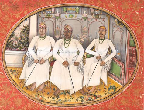 bonhams three noblemen seated in an interior a balcony beyond rajasthan early 20th century