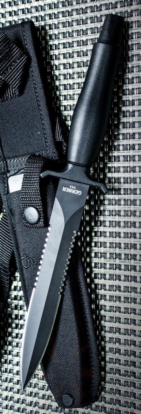 Gerber Mark Ii Tactical Combat Fixed Knife Blade With Double Serrated