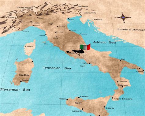 Italy Map Stock Illustration Illustration Of Pizza Compass 9713060
