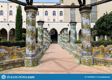 cloister garden of the santa chiara monastery in naples italy stock image image of temple