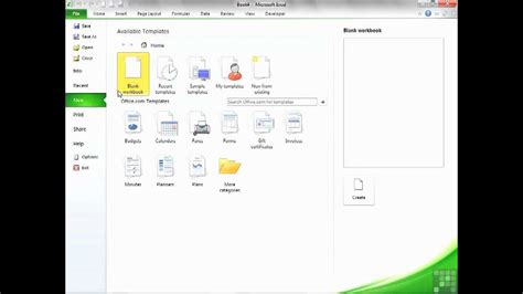 Creating A New Workbook Microsoft Excel 2010 Beginners Intermediate