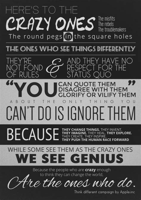 Heres To The Crazy Ones Think Different Steve Jobs Quote Poster