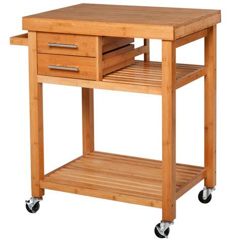 There are 254 kitchen island drawer for sale on etsy, and they cost $962.90 on average. HOMCOM Bamboo Rolling Kitchen Island Trolley for Living ...