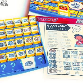 Solve problems involving dollar bills, quarters, dimes, nickels, and pennies. GUESS WHO Money Math Game for Counting Coins and Dollars | TpT