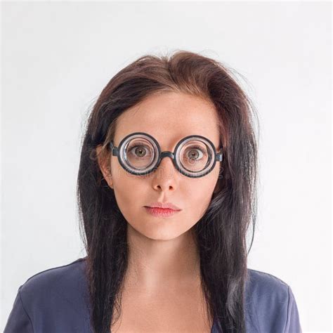 Woman Portrait In Crazy Glasses Stock Image Image Of Happiness Face