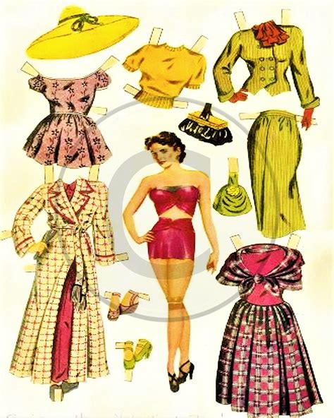 vintage 1940s paper doll with accessories download printable etsy vintage paper dolls paper