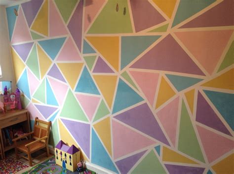 Kids Playroom Wall Done With Frog Tape And Match Pots Wall Paint