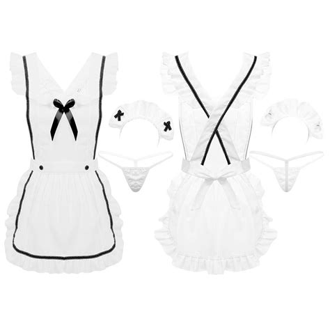 Sexy Women French Maid Apron Dress Cosplay Fancy Outfit Costumes