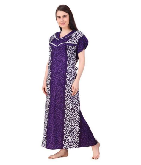 Buy Masha Cotton Nighty And Night Gowns Purple Online At Best Prices In India Snapdeal