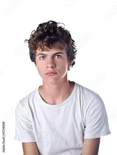 Cute Teenage Boy Portrait On White Background Stock Photo And Royalty