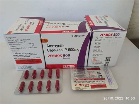 Amoxycillin Capsules 500 Mg Zesmox 500mg At Rs 803box Almox