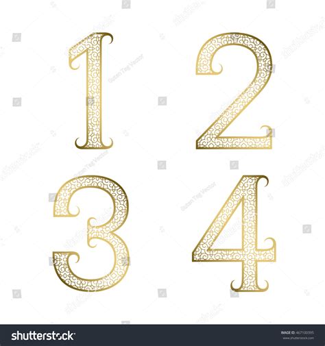 One Two Three Four Golden Ornamental Stock Vector Royalty Free