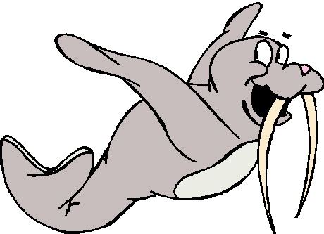 Walrus Swimming Cartoon Character Clip Art Library