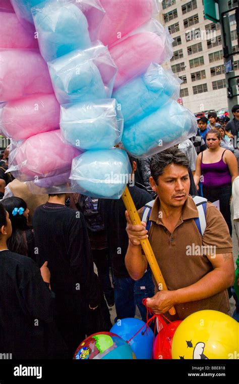 Cotton Candy Vendor At The May Day Parade Los Angeles California United