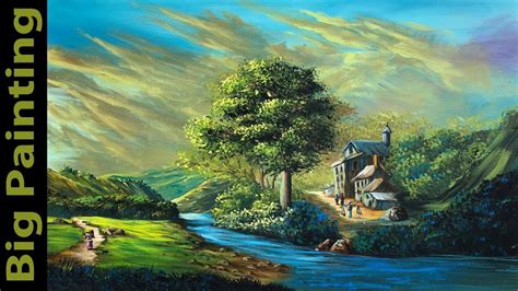 How To Paint A Realistic Landscape Painting Acrylic Painting Tutorial