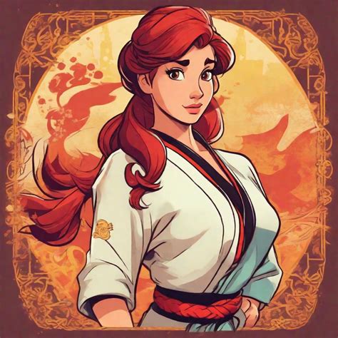 Vivid Detailed Ariel Disney Princess Karate Black Openart
