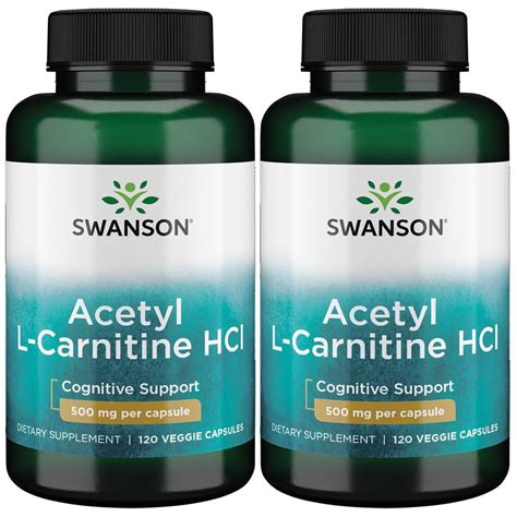 Swanson Acetyl L Carnitine Hcl 500 Mg 120 Veg Caps 2 Pack