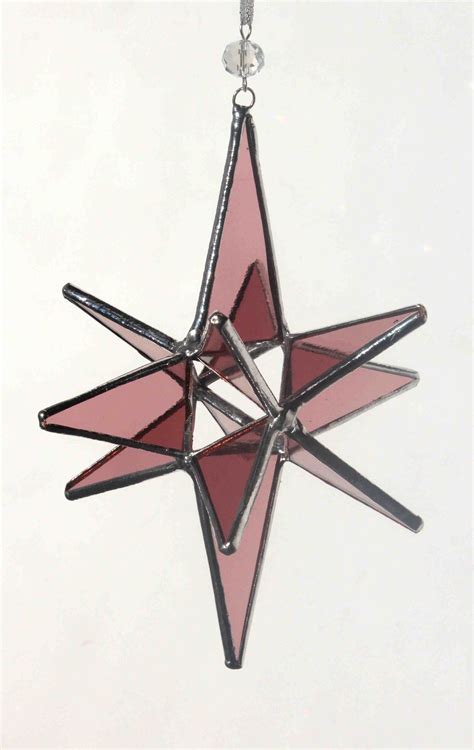 Pink Stained Glass Bethlehem Moravian Star Ornament Sun Etsy