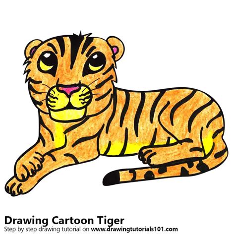 Cartoon Tiger Colored Pencils Drawing Cartoon Tiger With Color
