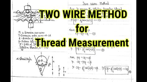Two Wire Method For Thread Measurement Screw Thread Measurement In