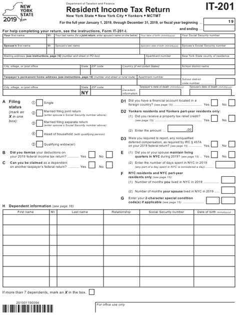 Form It 201 Download Fillable Pdf Or Fill Online Resident Printable