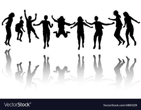 Group Of Children Silhouette Jumping Royalty Free Vector