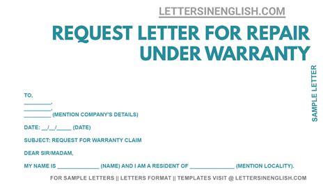 Request Letter For Repair Under Warranty Sample Letter Requesting For Warranty Repair