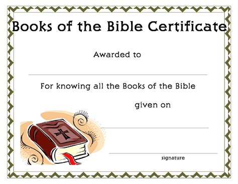 Books Of The Bible Certificate Template Download Printable Pdf