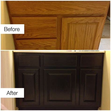 As of right now, i am fearful that i have destroyed my. Before & After Staining Ugly Golden Oak Cabinets ...