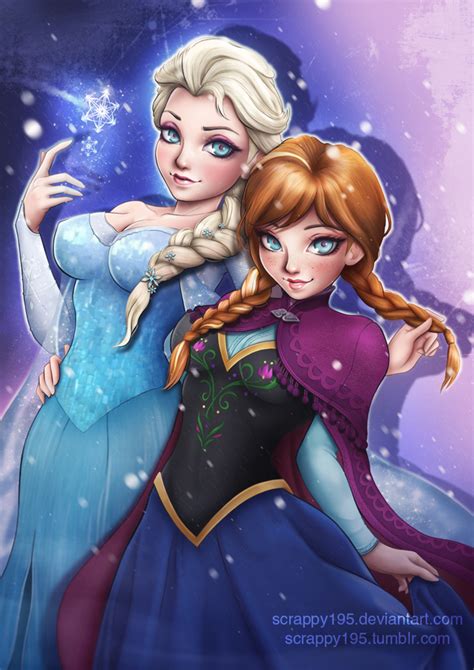 Elsa And Anna By Scrappy On Deviantart