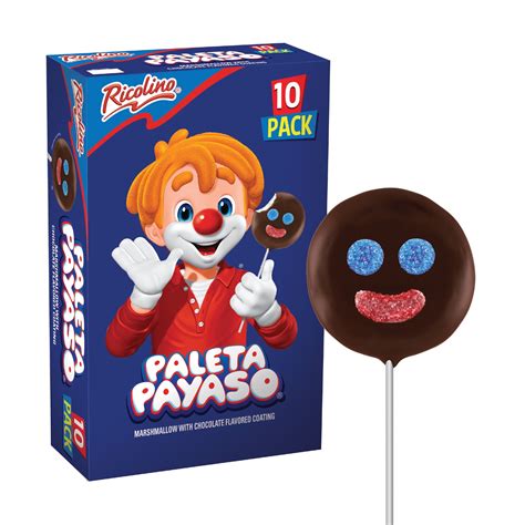 Ricolino Paleta Payaso Marshmallow Lollipops With Chocolate Flavored