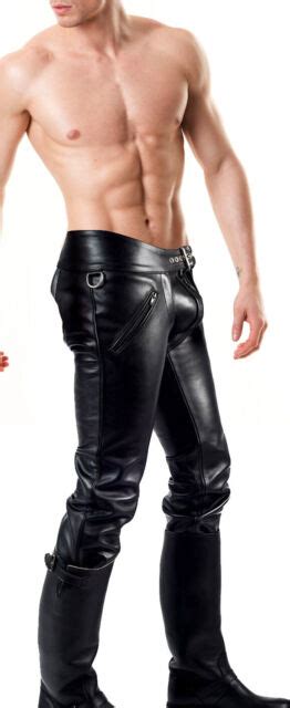 Mens Real Cowhide Natural Grain Leather Chaps Bikers Chaps Gay