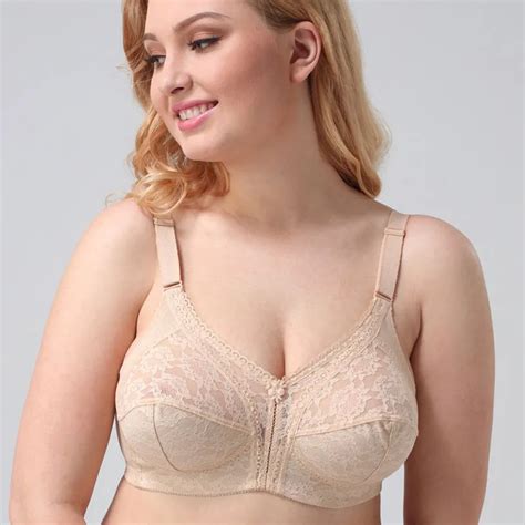 Ladychili Women Intimates European Style Minimizer Bra Comfort Wireless Full Cup Lace Thin Cup