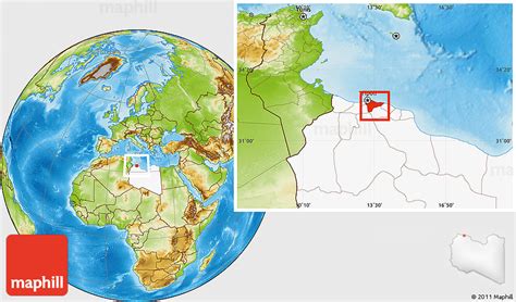 Physical Location Map Of Tripoli Tarabulus Highlighted Country