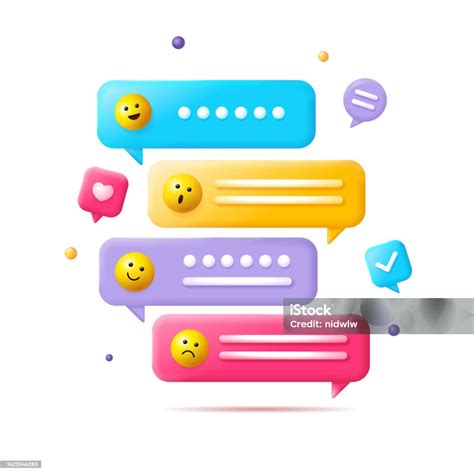 Bulle De Parole 3d Avec Signes Emoji Définir Le Style De Dessin Animé