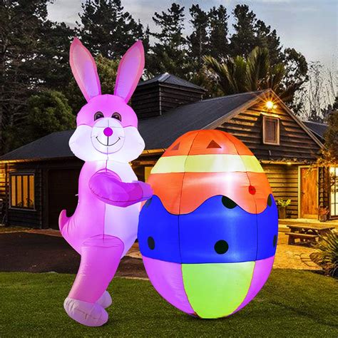 Ottoy 8ft Easter Inflatables Bunny With Egg Outdoor