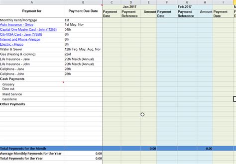 Tracking Your Monthly Bill Due Dates And Payments Free Excel Template