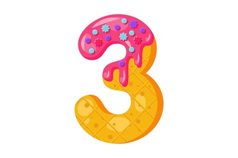 Donut Cartoon Three Number ~ Illustrator Add Ons ~ Creative Market