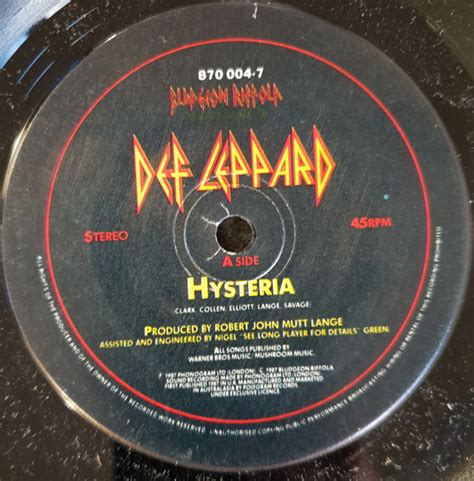 Def Leppard Hysteria 1987 Vinyl Discogs
