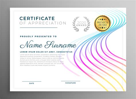 Abstract Creative Certificate Of Appreciation Award Template Des